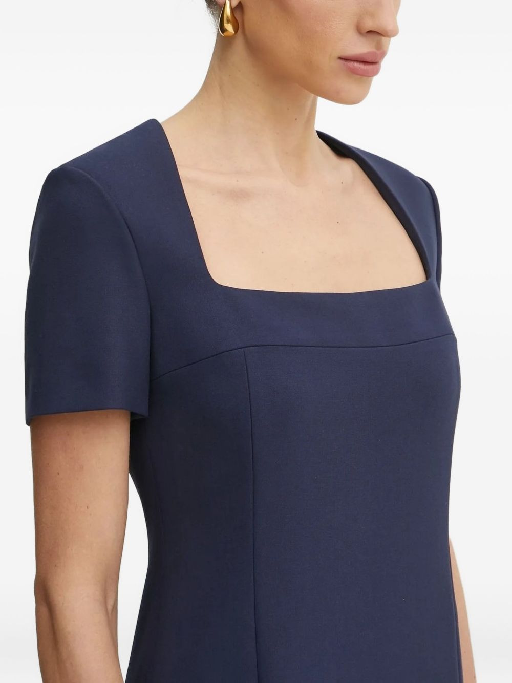 square-neck short-sleeve mini dress - 3