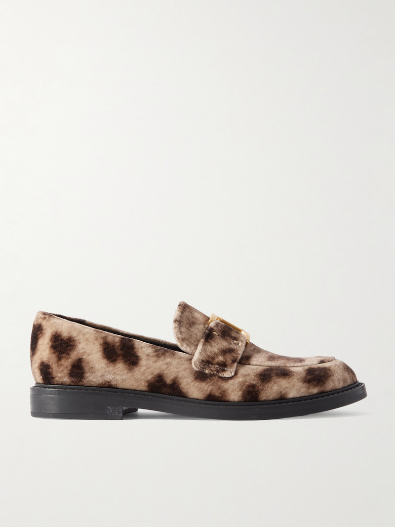 Marcie Leopard-print Velvet Loafers 1