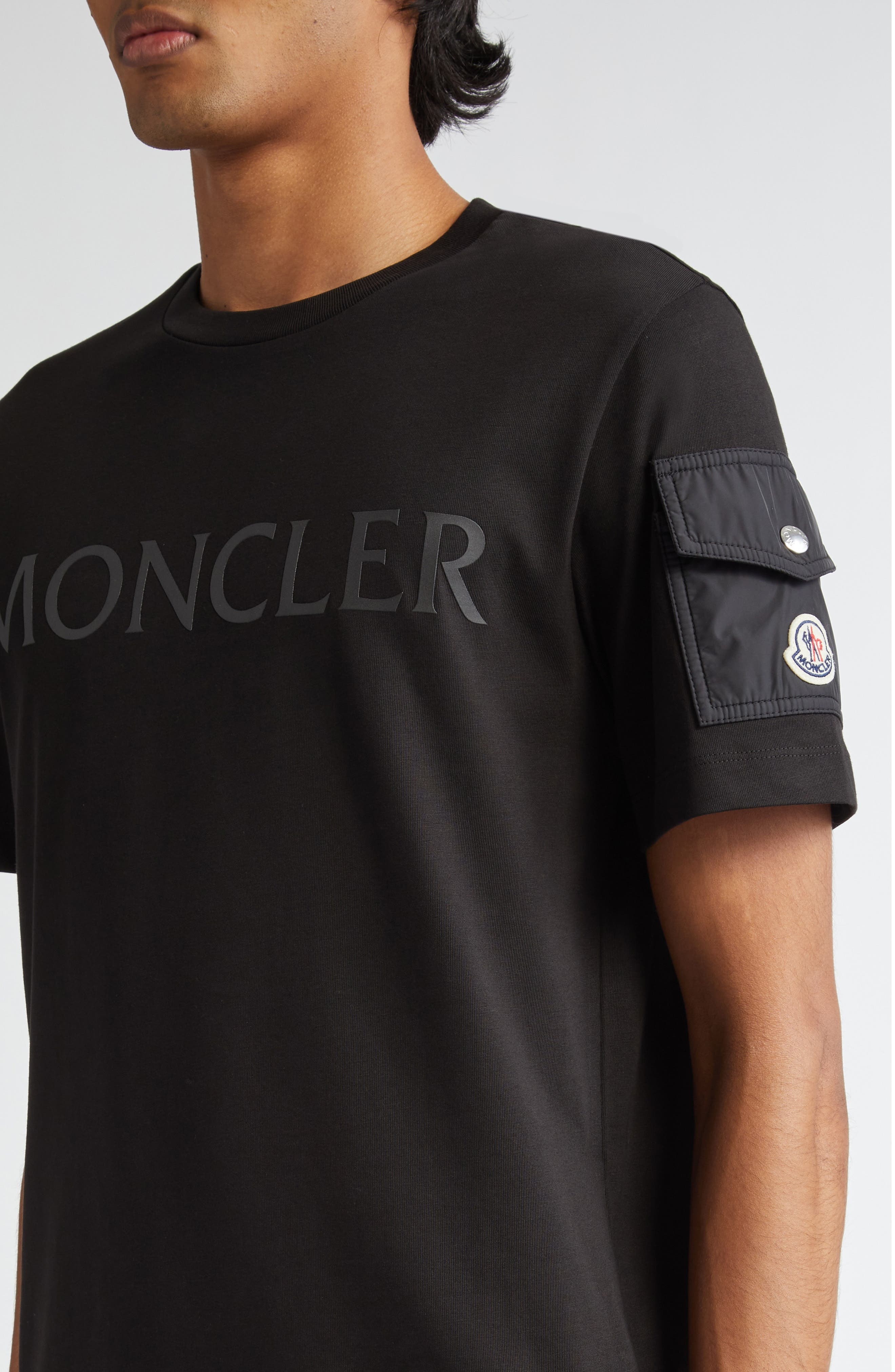Moncler Logo Pocket Cotton T-Shirt in Black at Nordstrom - 5