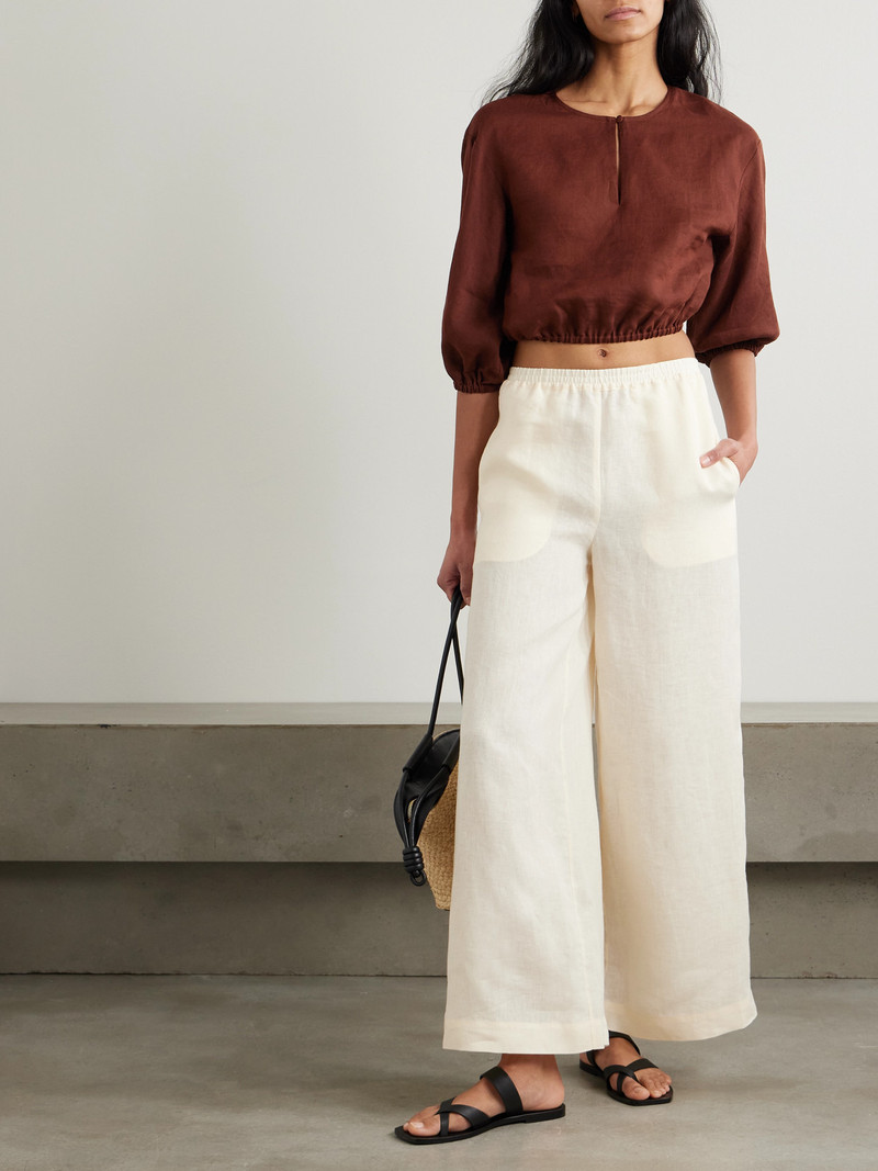 ERES L'intemporel Gracieux Cropped Gathered Linen Top outlook