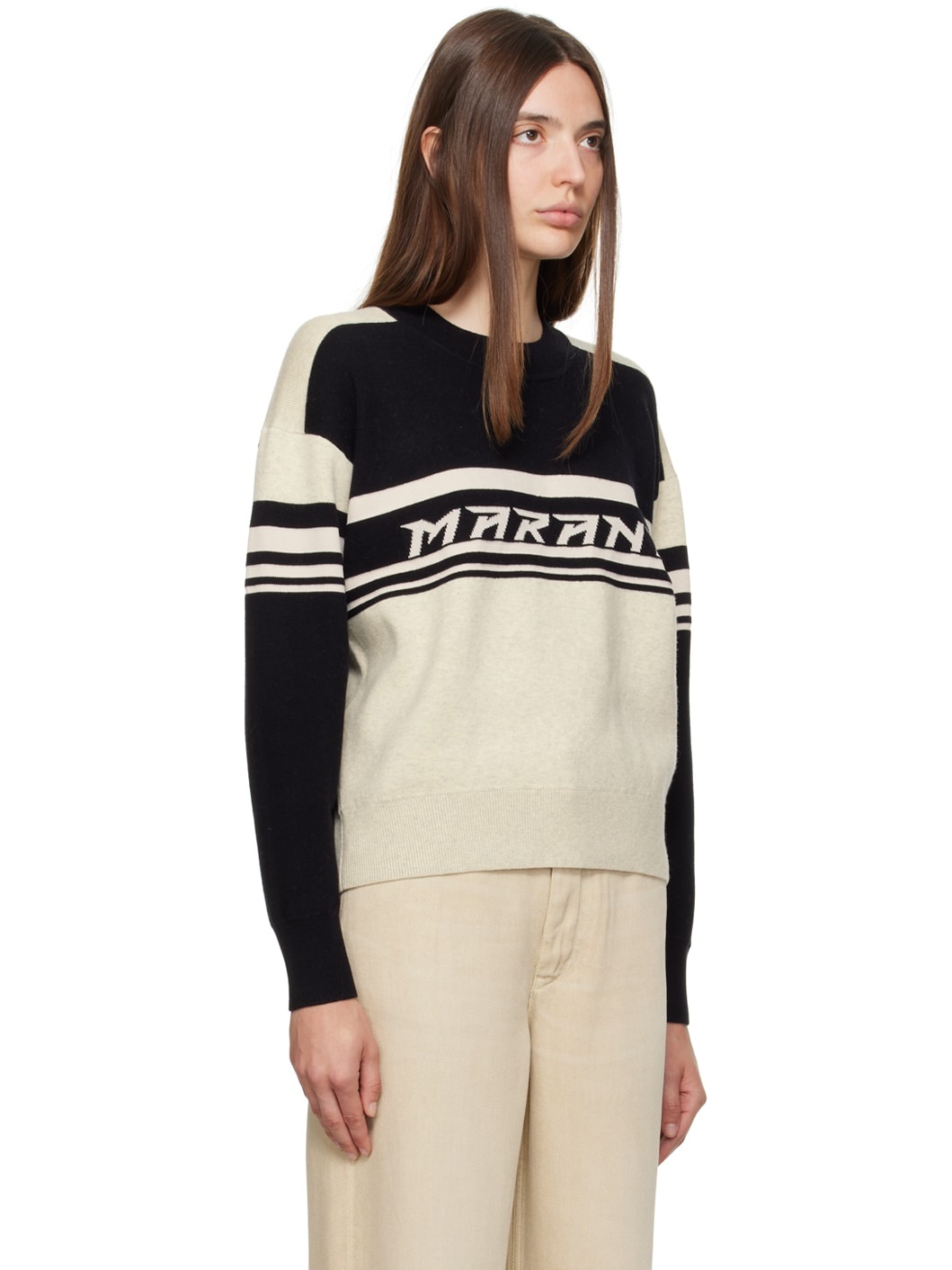 Off-White & Black Callie Sweater - 2