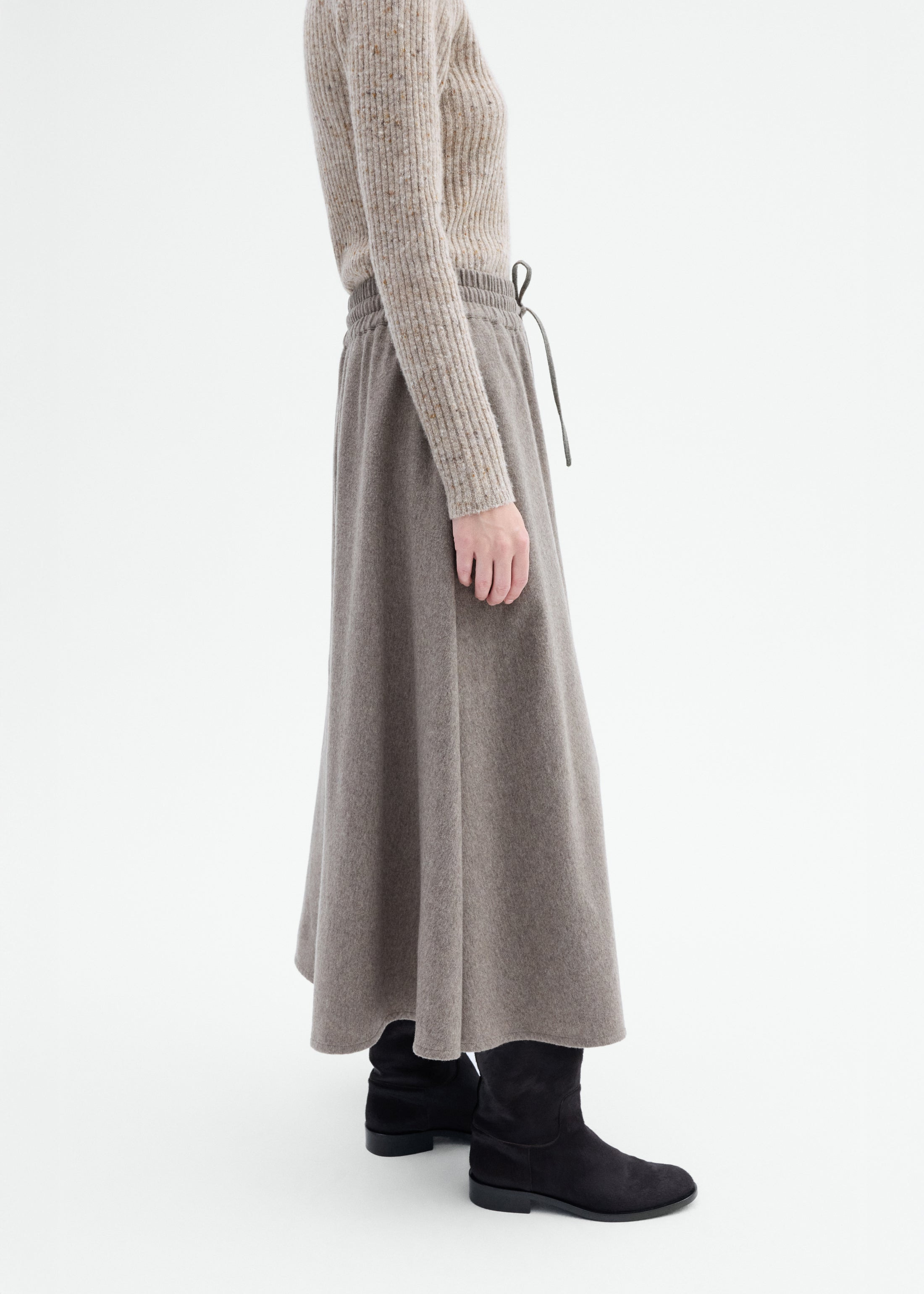 Drawstring Midi Skirt in Wool Cashmere - 4