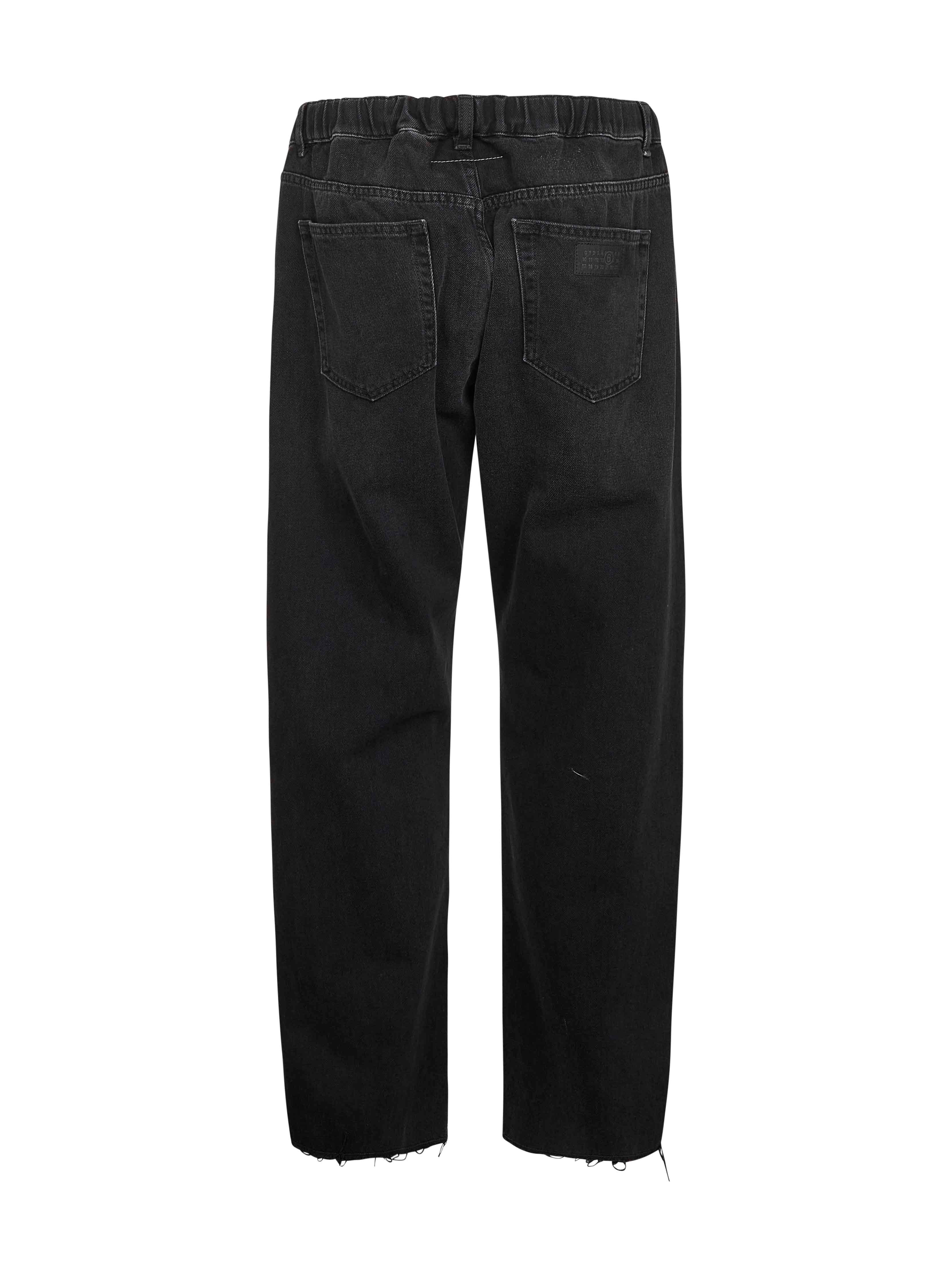 Black cotton denim straight leg jeans - 2