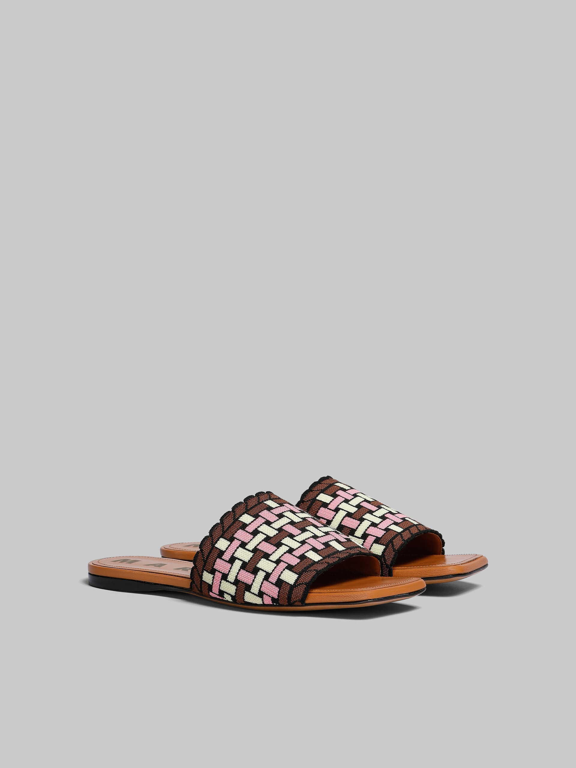 LIGHT YELLOW BROWN AND PINK JACQUARD SANDAL - 2
