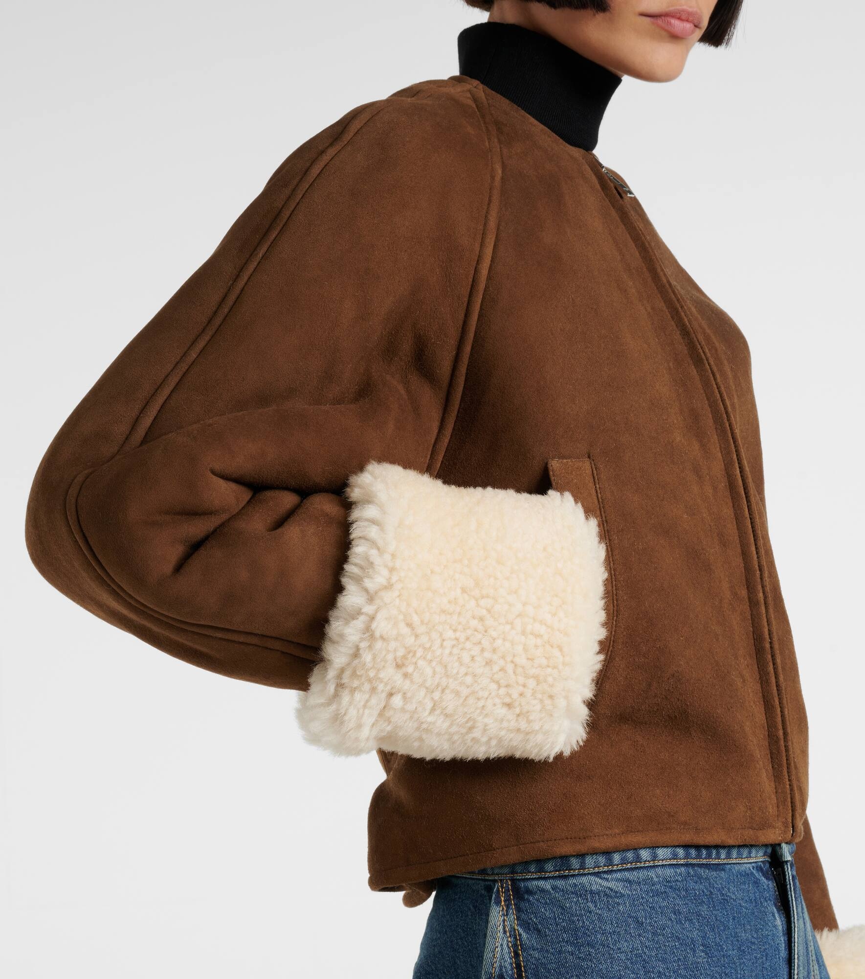 Shearling-trimmed suede jacket - 5
