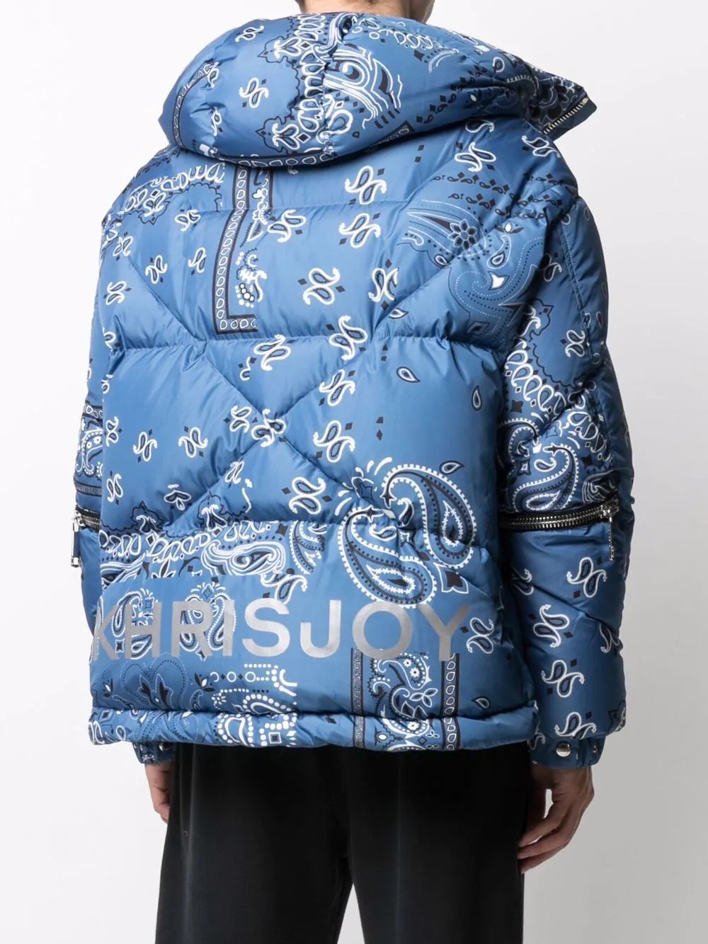 bandana-print hooded puffer jacket - 4