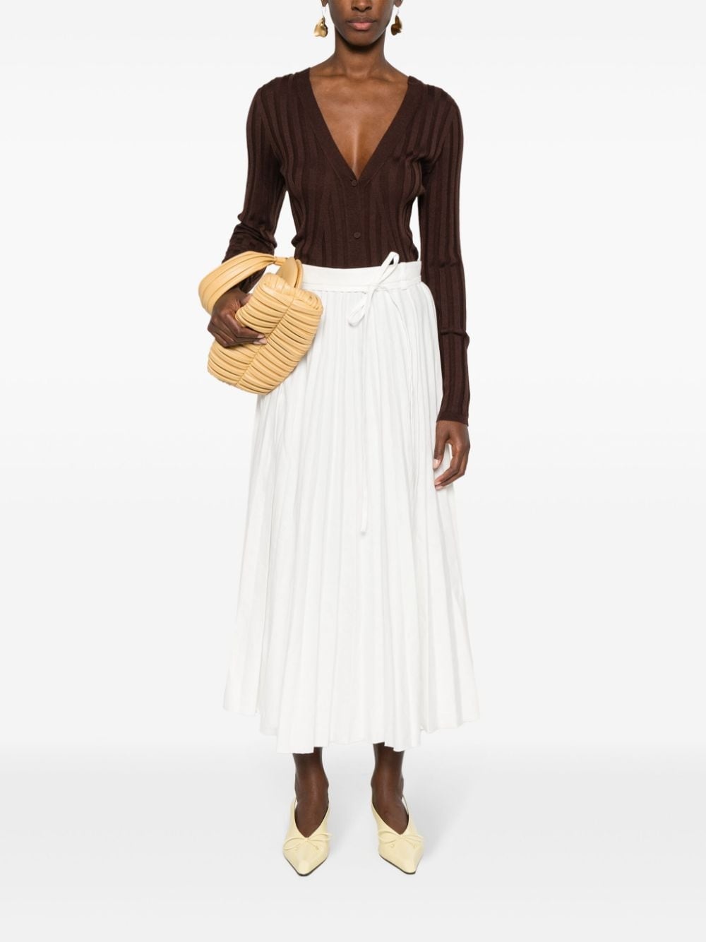 plissÃ©-effect linen-blend skirt - 2
