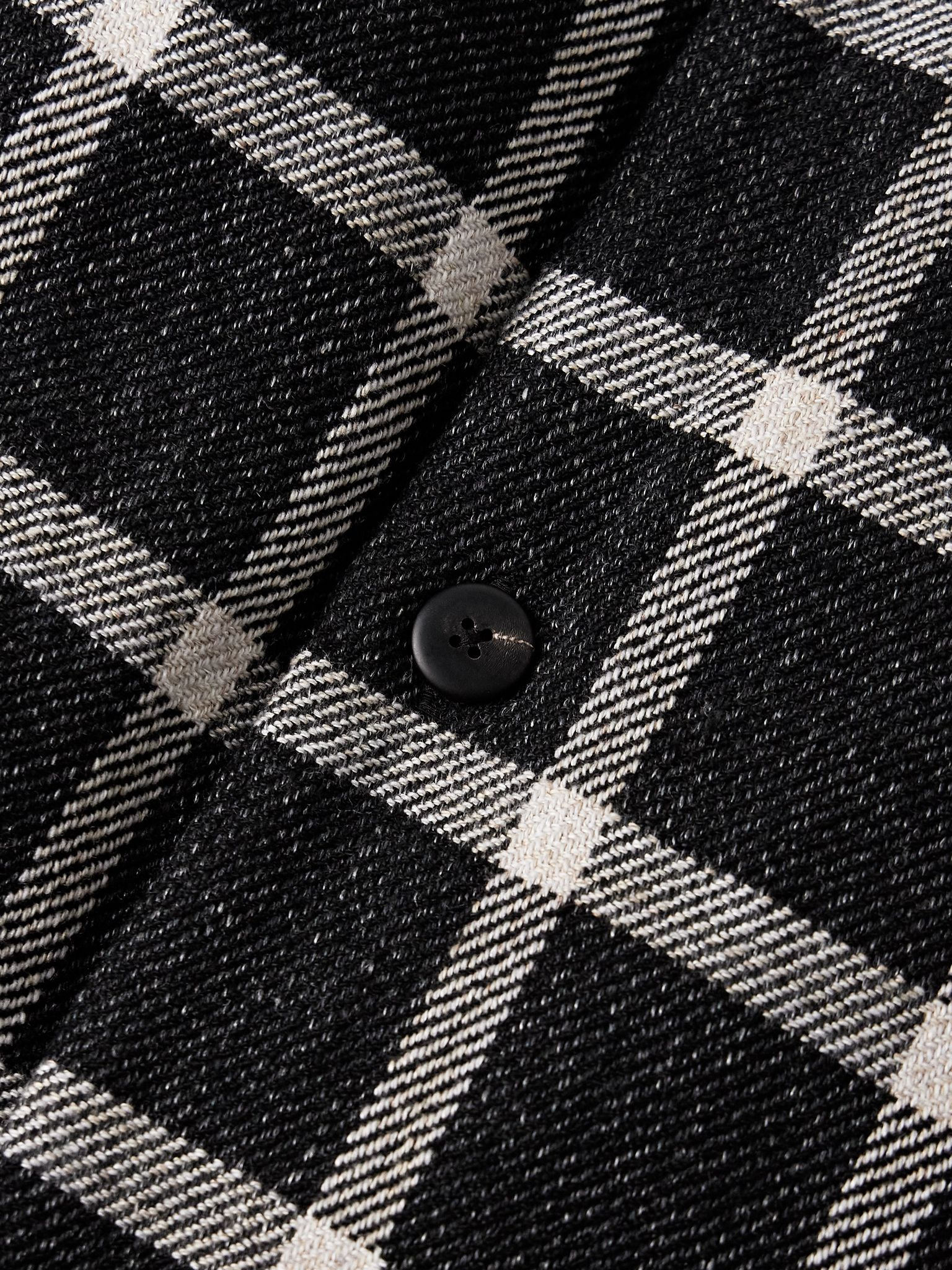 Keesey Checked Linen and Wool-Blend Down Jacket Black - 4