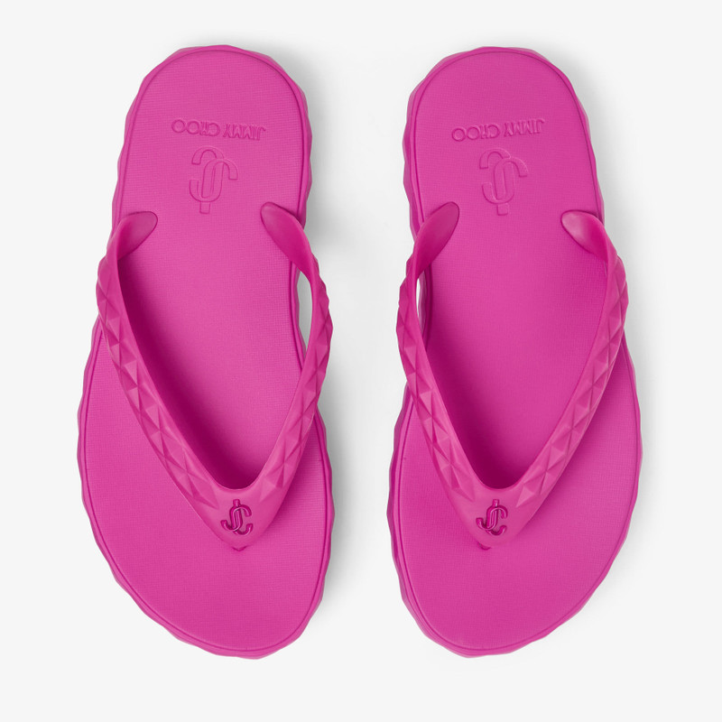Diamond Flip Flop Fuchsia Rubber Flats 4