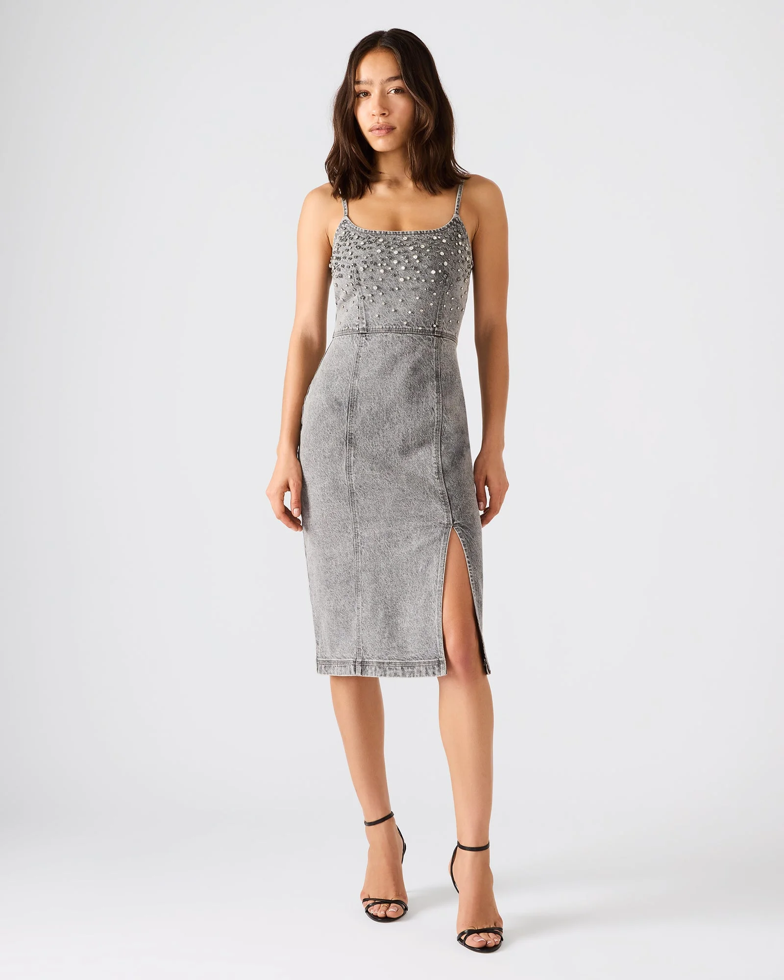 EMBELLISHED GISELLE DENIM DRESS FOG - 1
