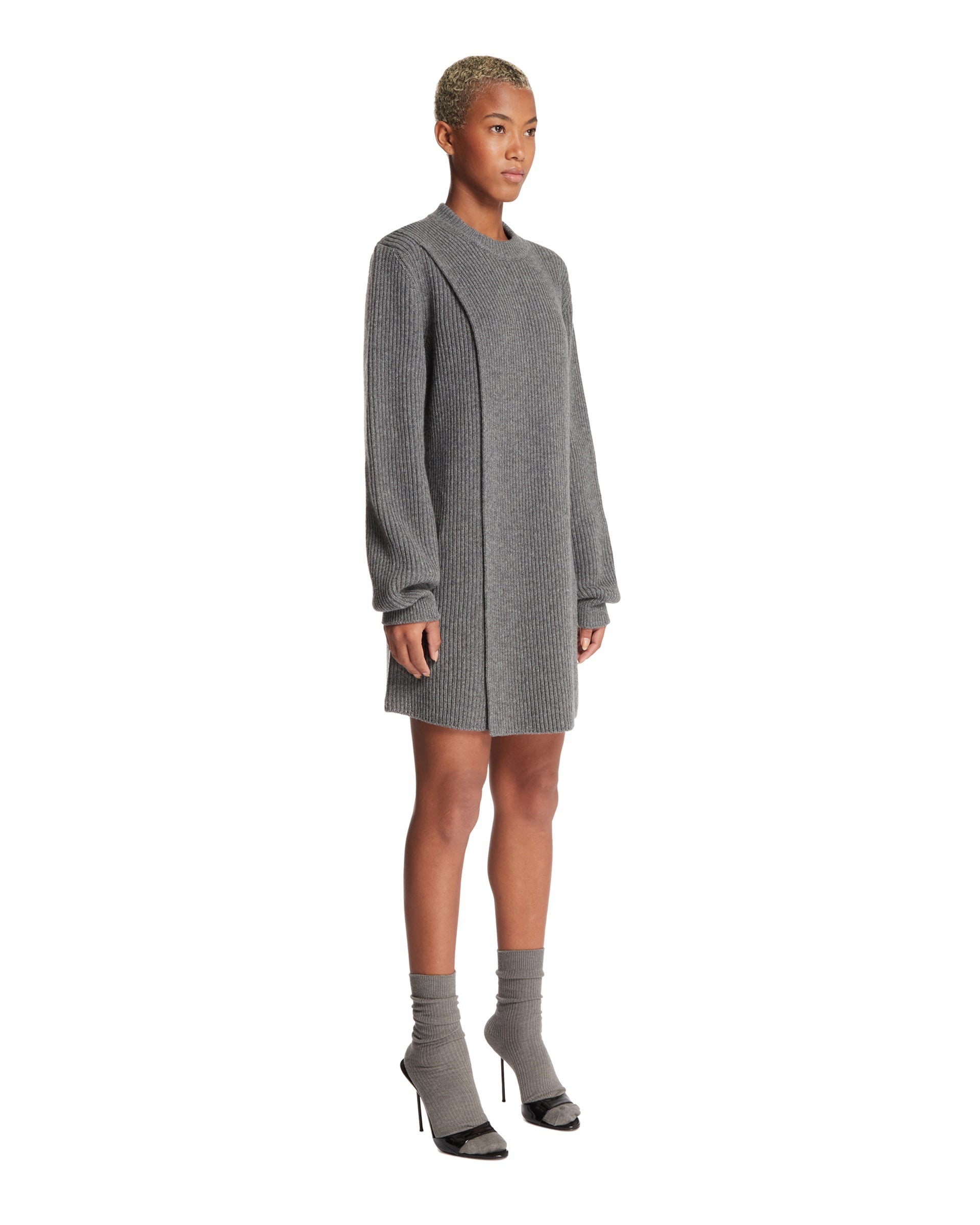 Gray Wool Mini Dress - 4