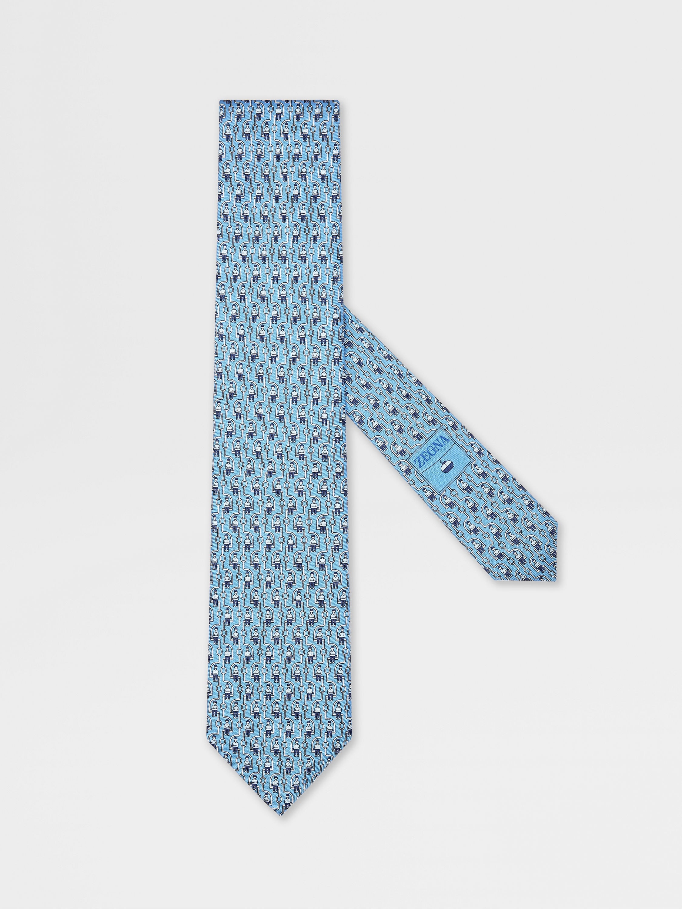 LIGHT BLUE SILK TIE - 1