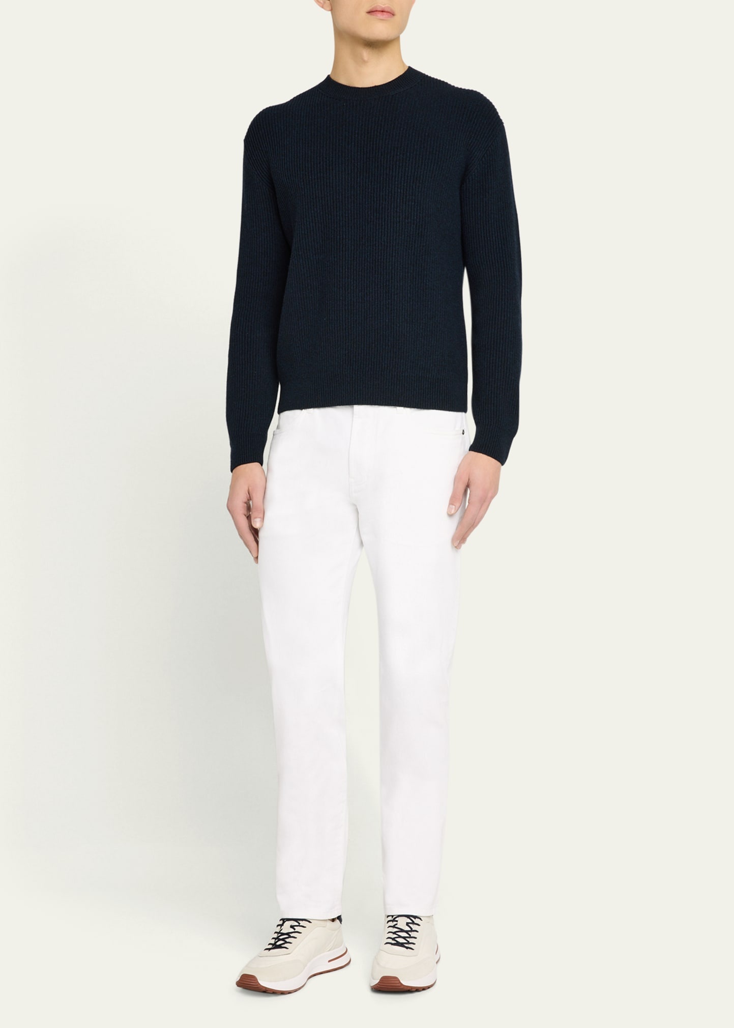 Men's Fobello Cashmere Rib Crewneck Sweater - 2