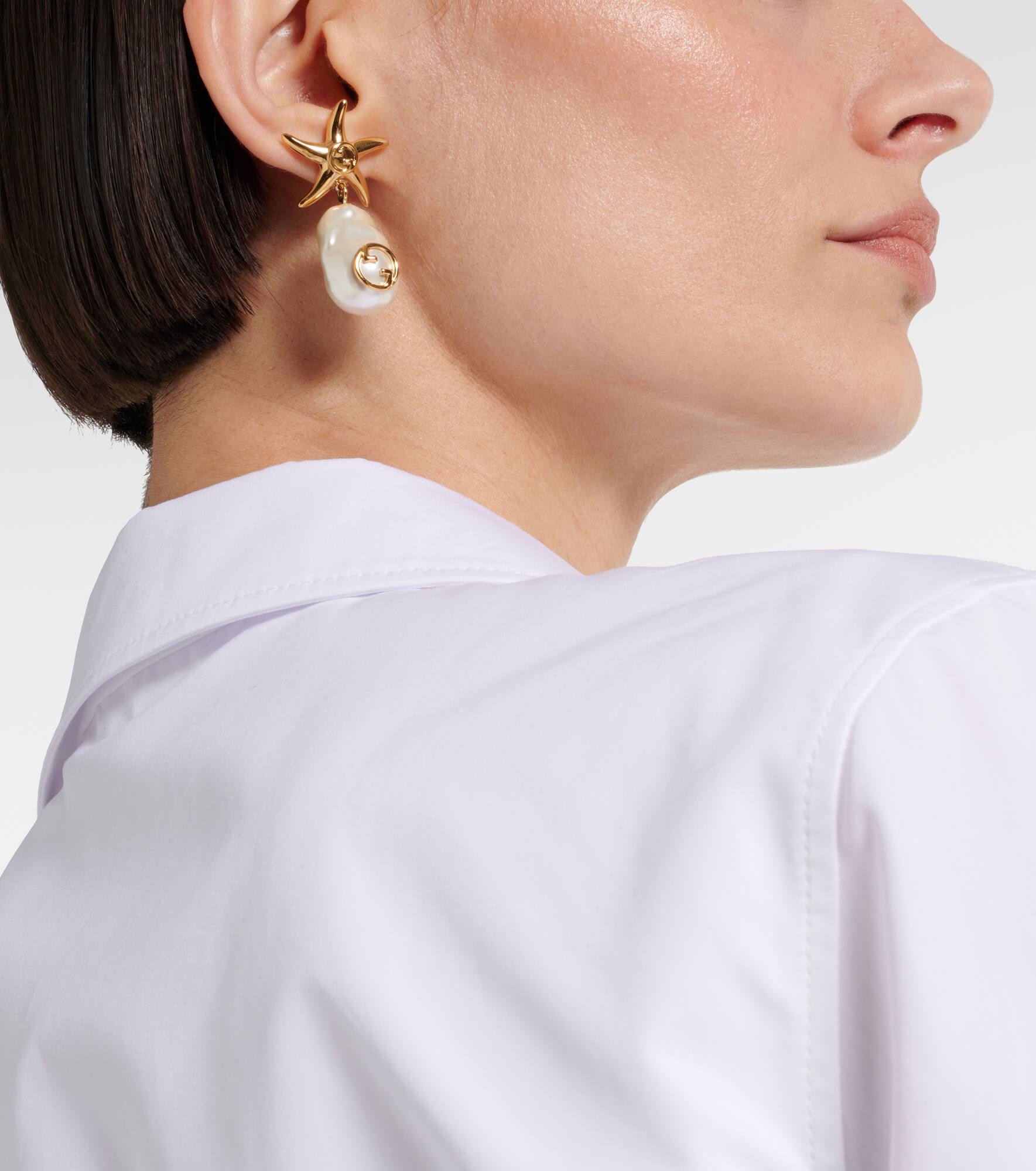 Interlocking G faux pearl drop earrings - 3