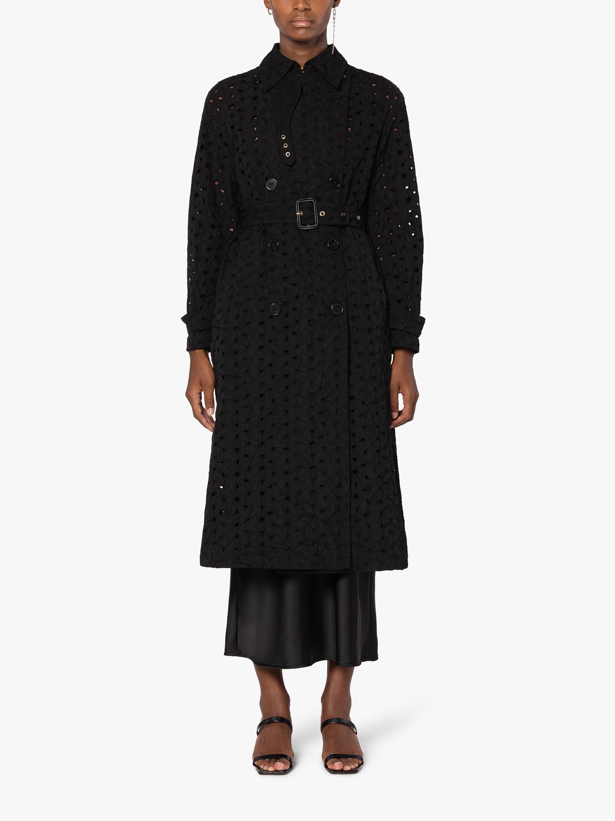 POLLY BLACK EMBROIDERED TRENCH COAT - 3