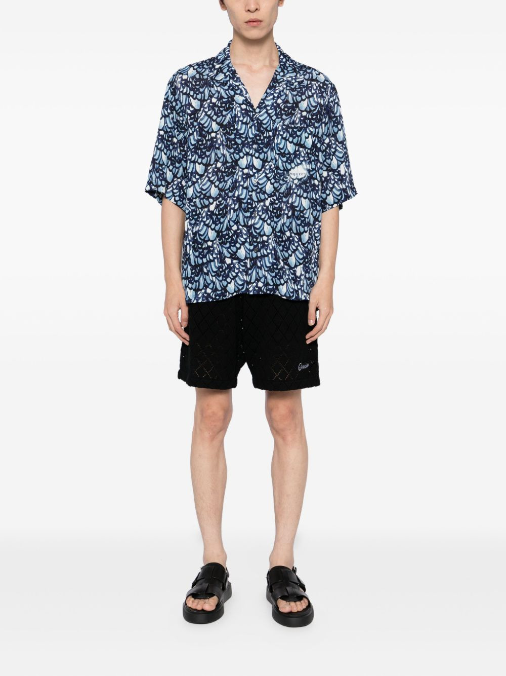 feather-print short-sleeve shirt - 2