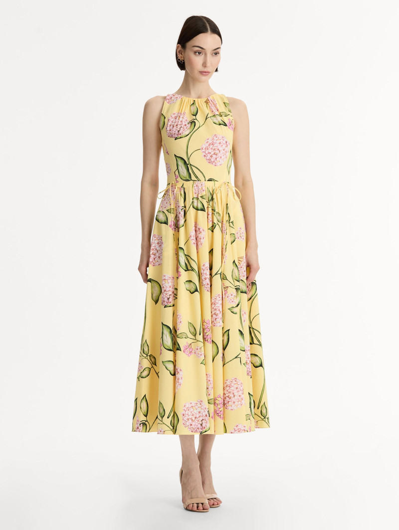 PORCELAIN FLOWER COTTON POPLIN PLEATED DRESS 4