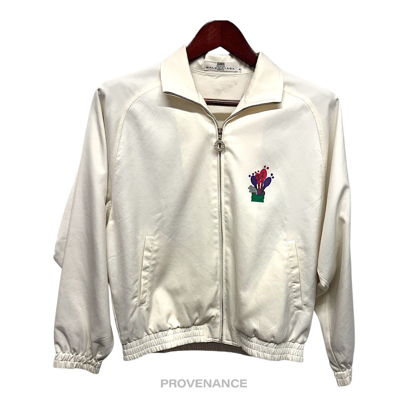 Balenciaga Sports Golf Logo Top Zip Jacket - White M - 1