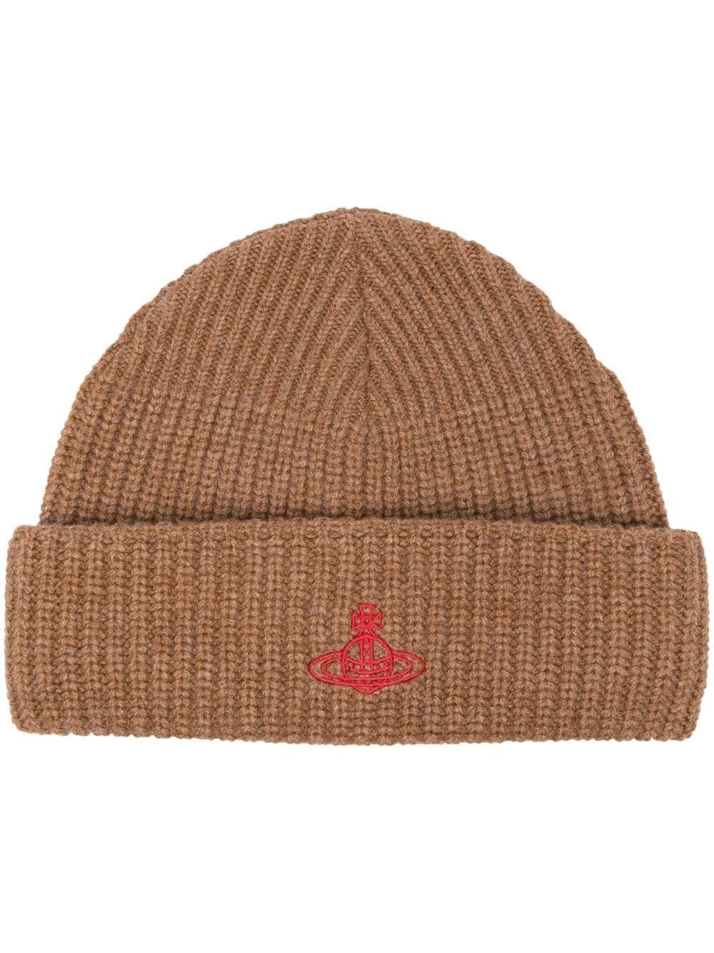 Orb-embroidered wool beanie - 1