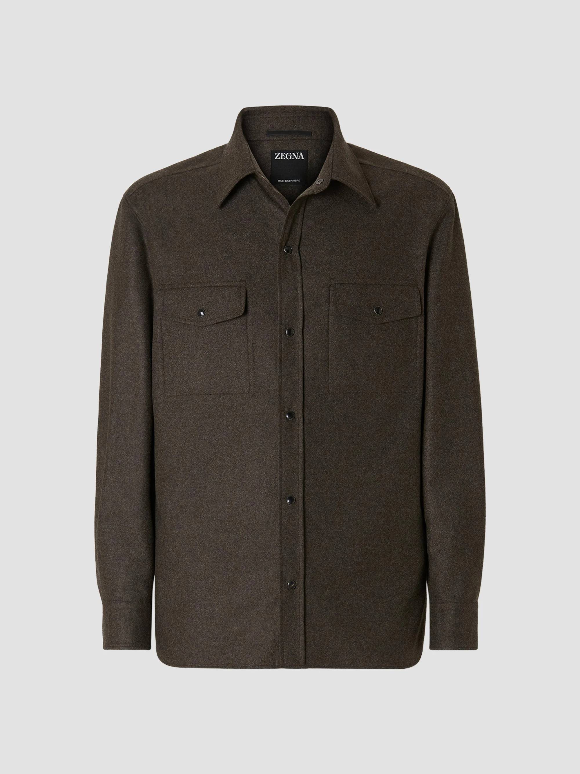 Men's Oasi Cashmere Overshirt - Dark Olive Green - 1