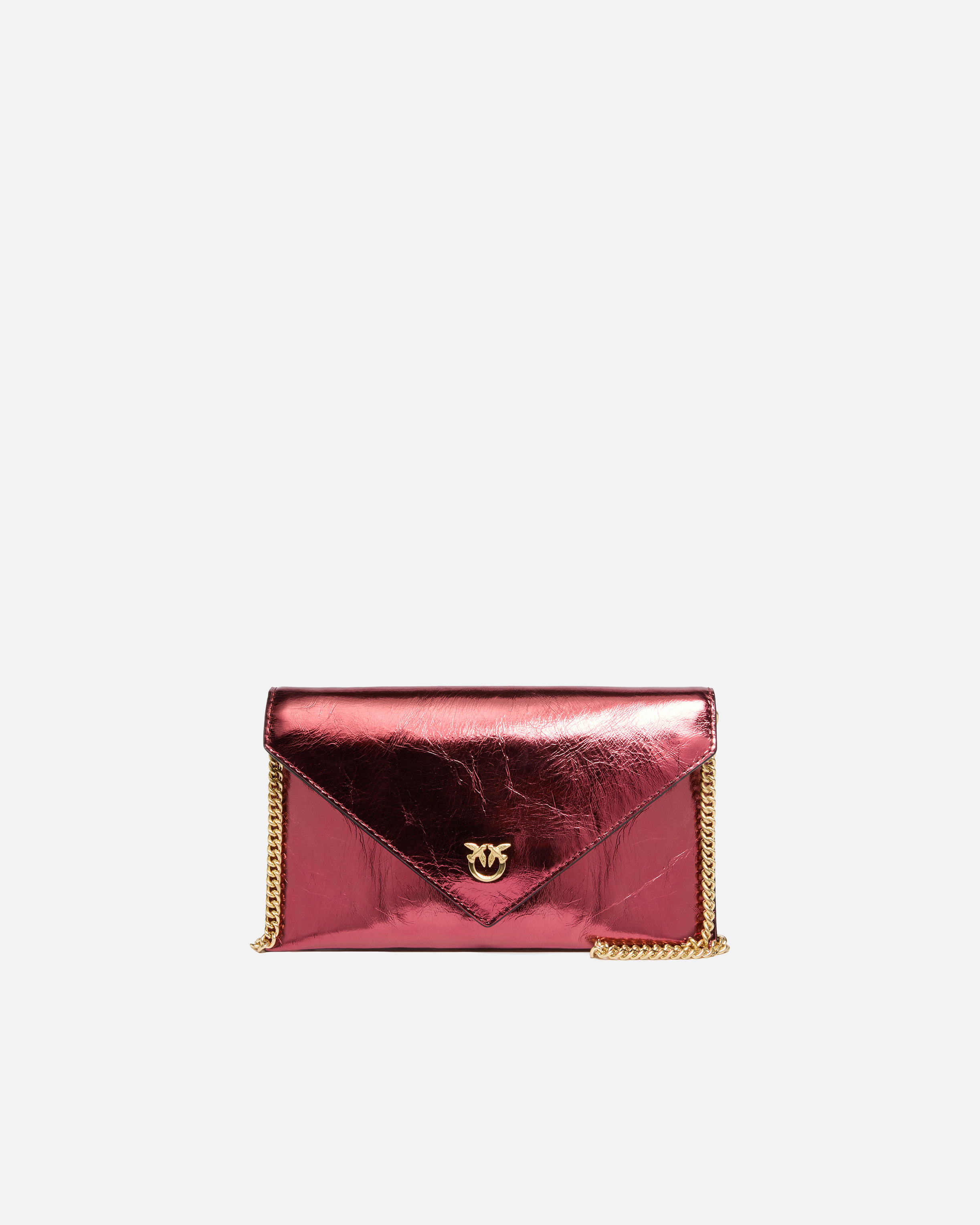 METALLIC LEATHER POUCH WITH LOVE BIRDS LOGO - 1