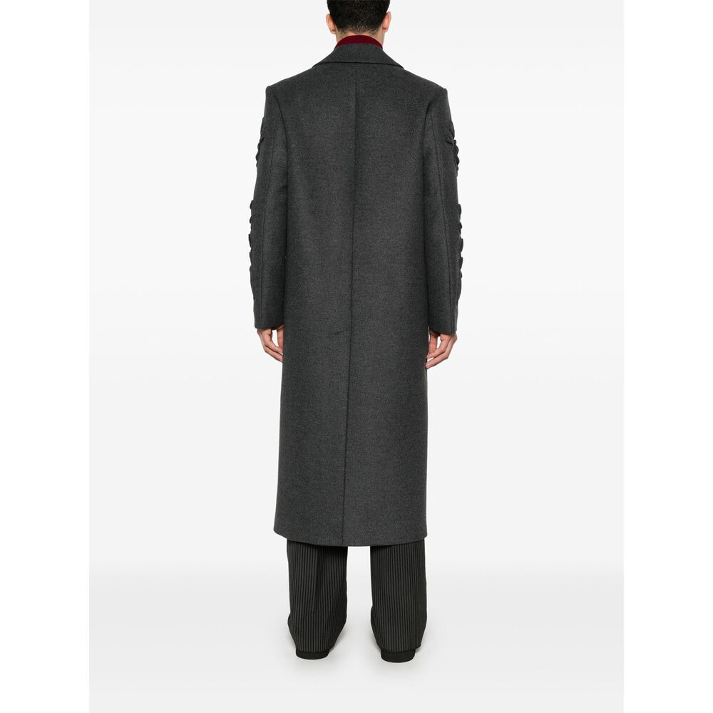 Valentino Grey Coats - Single Breasted Coats Men - 4