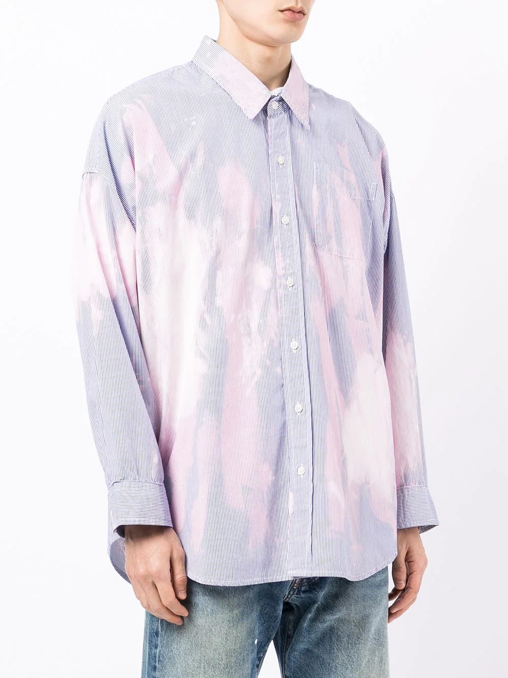 bleached-effect cotton shirt - 3