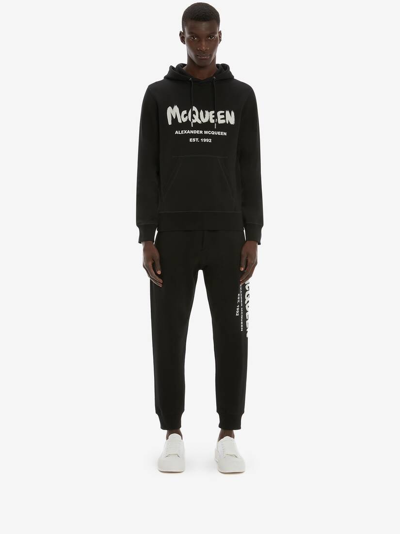 Men's McQueen Graffiti Joggers in Black/ivory - 2