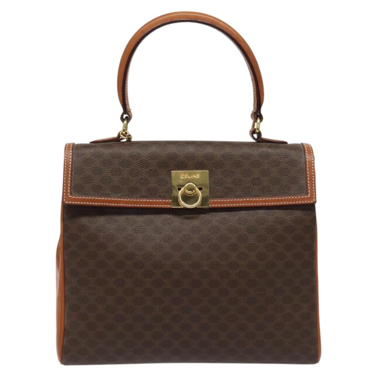 CELINE Macadam Canvas Hand Bag Pvc Brown Gold - 13