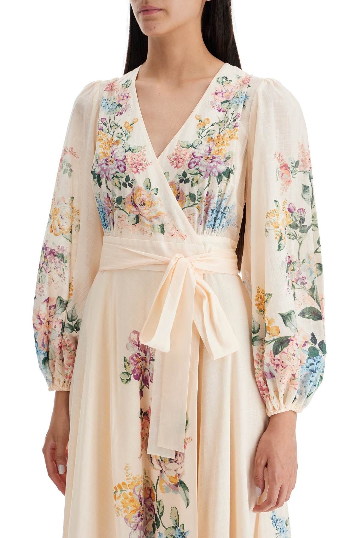 パーティードレス ZIMMERMANN halliday midi wrap dress with pockets 1408DSS241 Zimmermann HALLIDAY MIDI WRAP DRESS WITH POCKETS