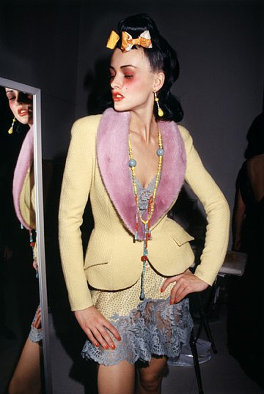 Dior fw1998 galliano pink sprinkle wool blazer coat bar jacket - 3