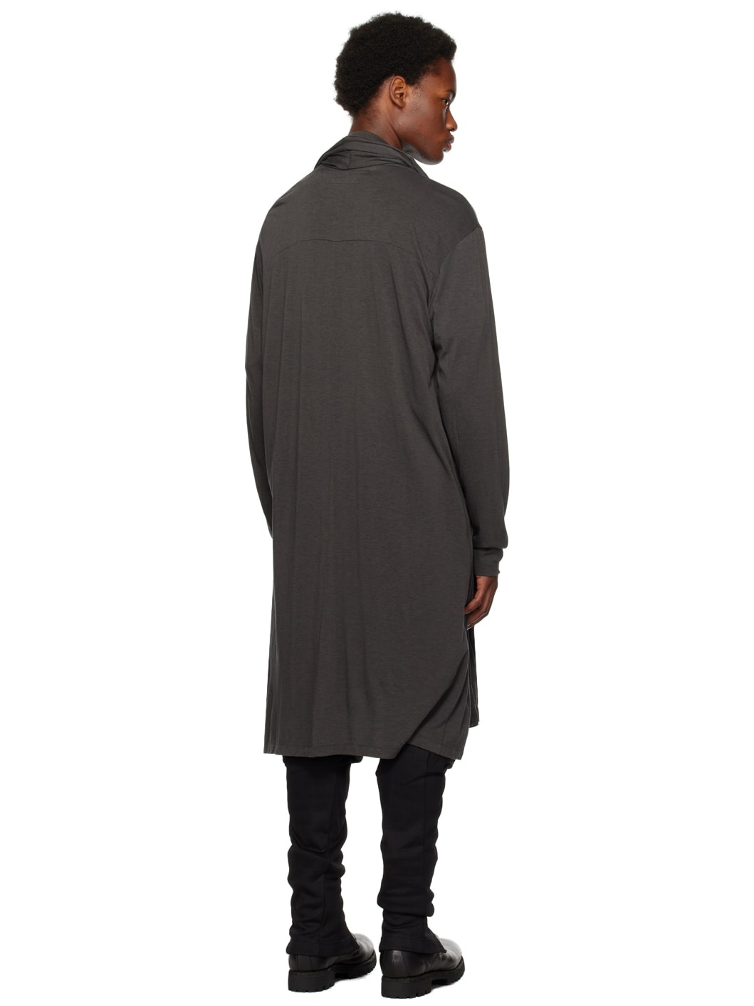 Gray Open Front Cardigan - 3