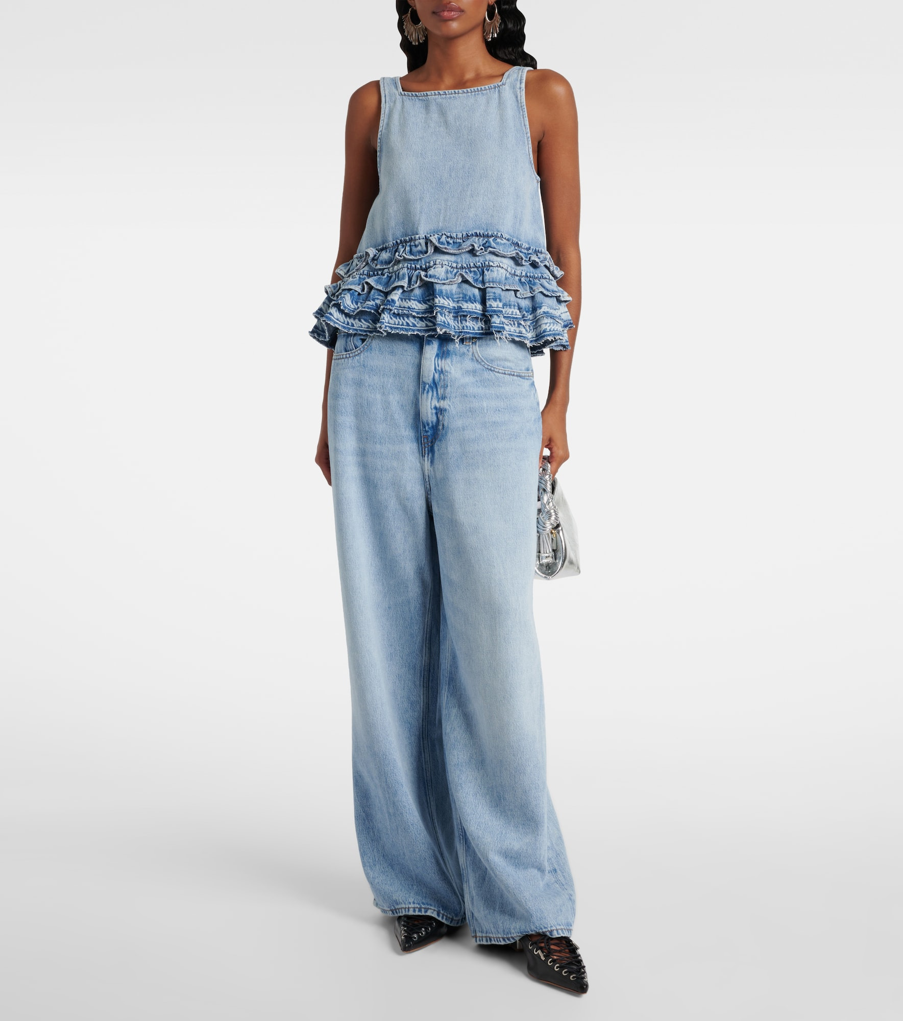 Ruffled denim top - 2