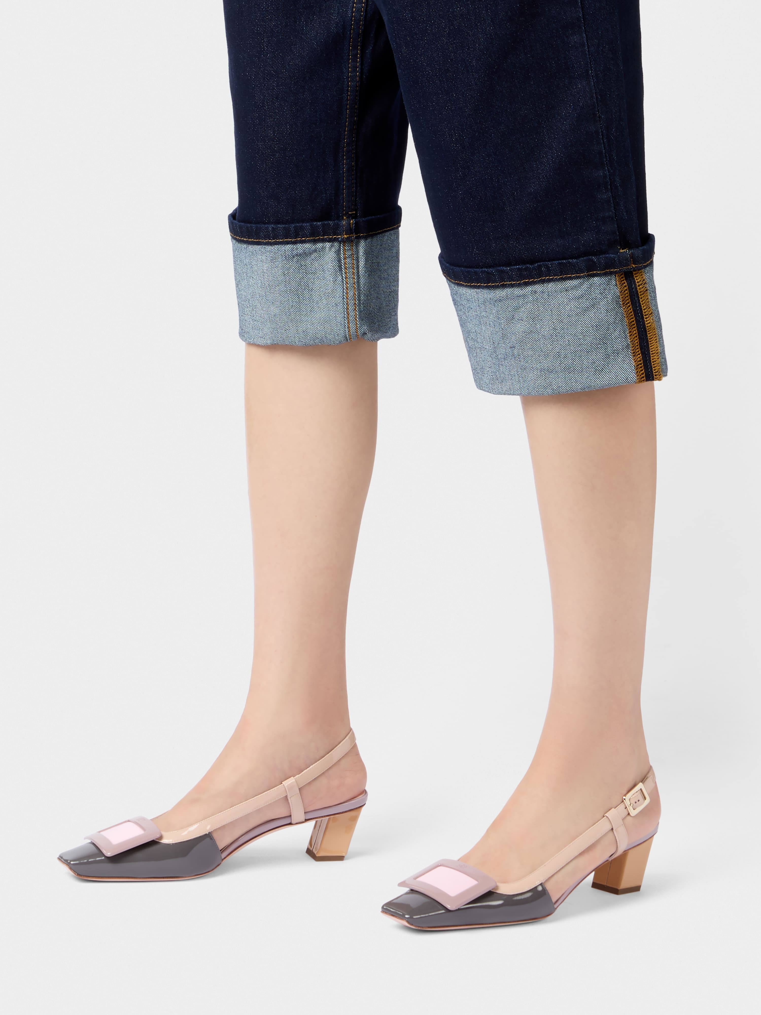 Belle Vivier Covered Buckle Slingback Pumps in Patent Leather - 9