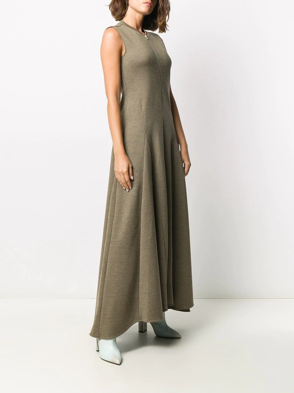 sleeveless virgin wool godet dress - 3