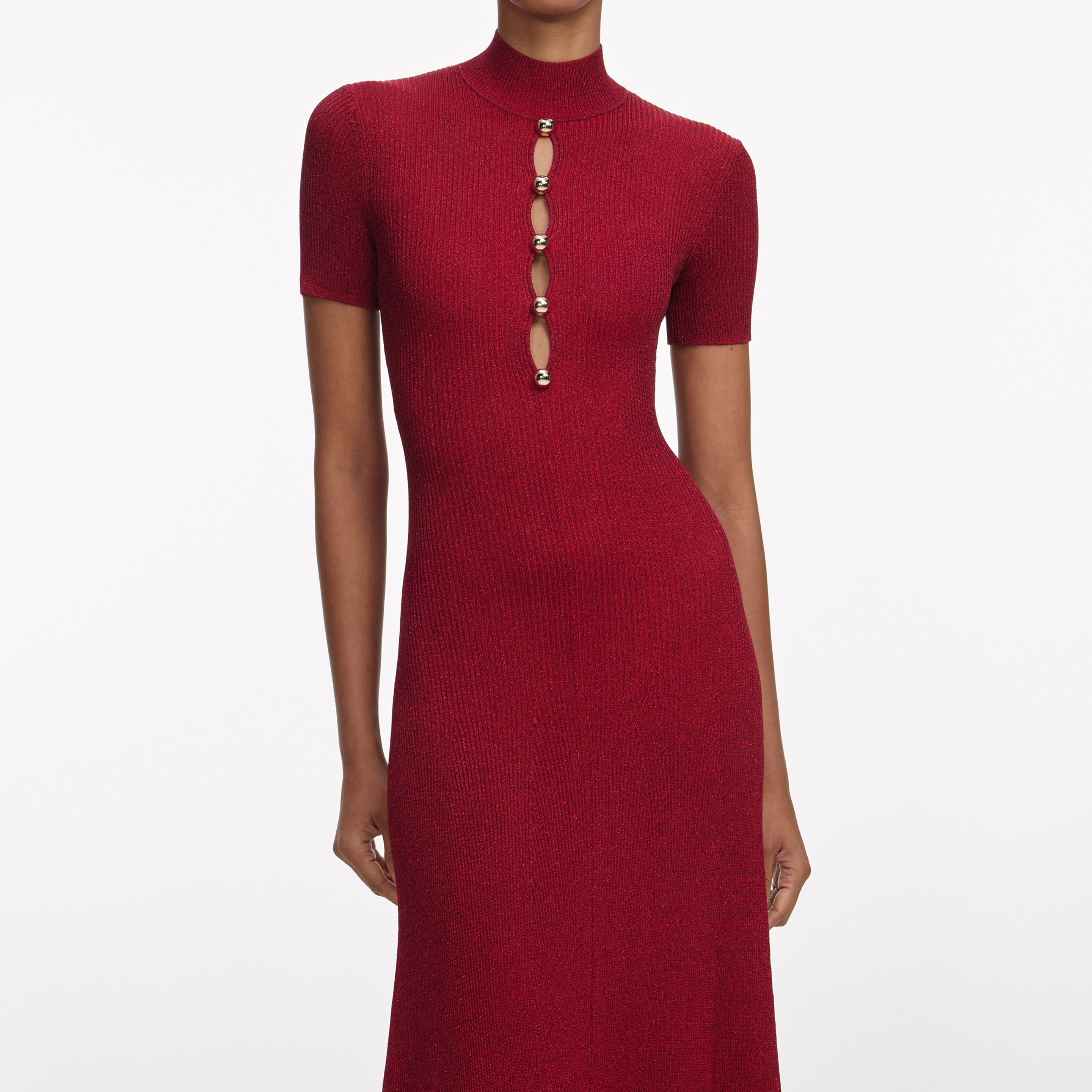 Red Lurex Knit Maxi Dress - 4