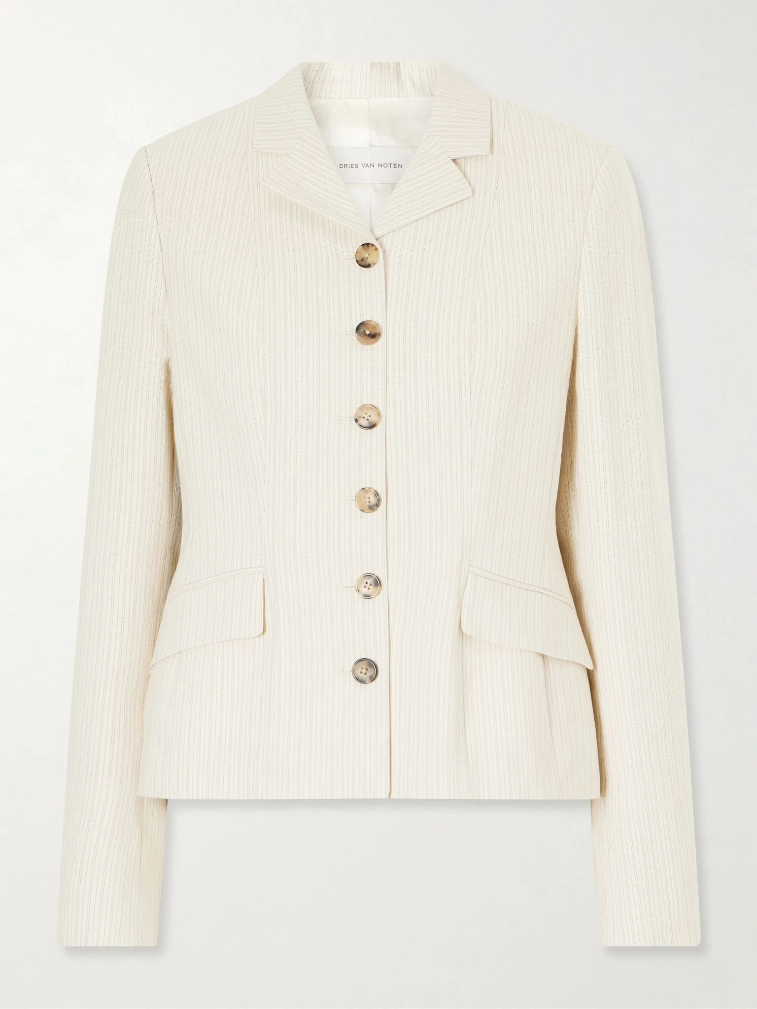 Striped cotton-blend blazer Ecru - 1