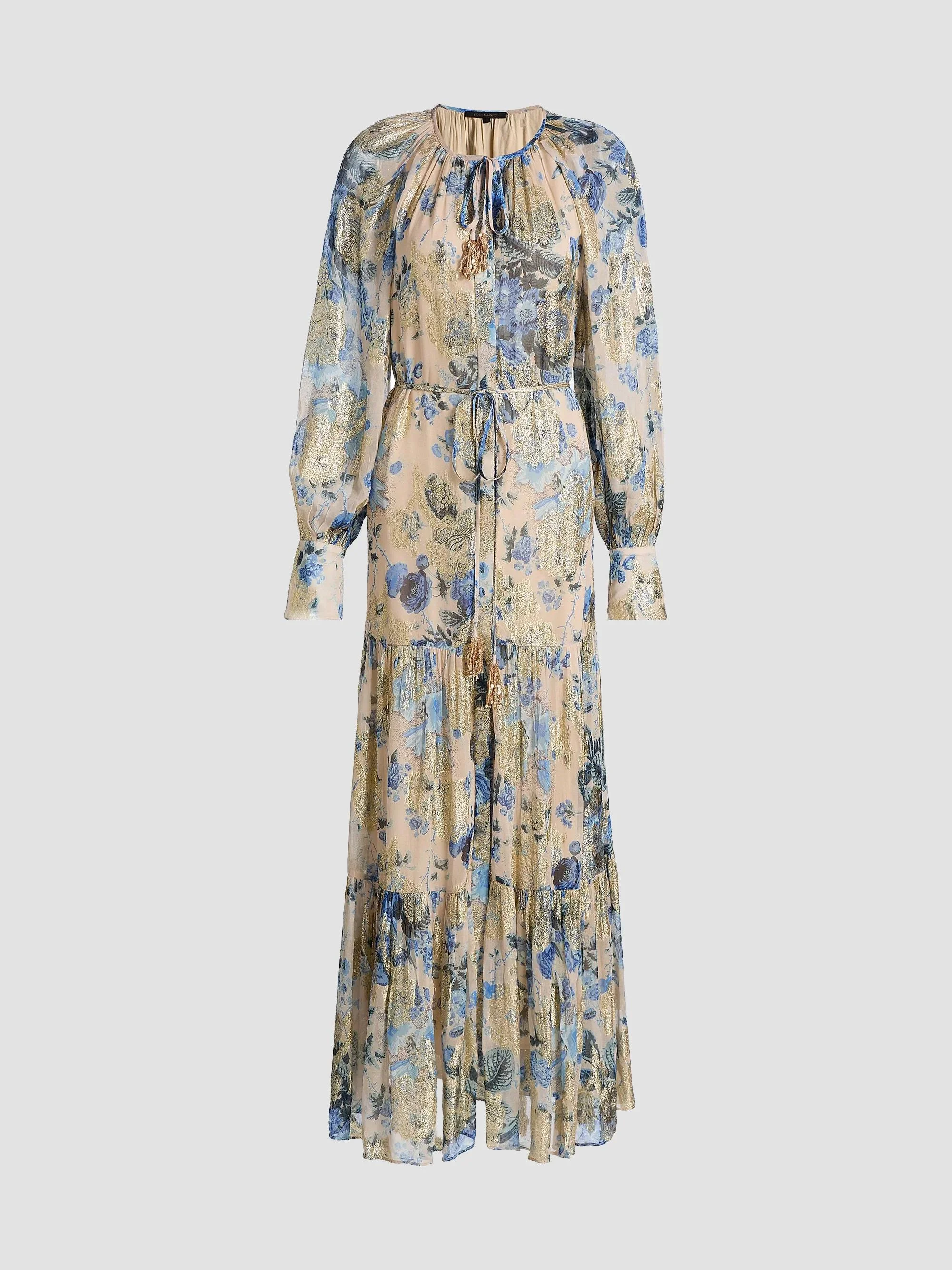 Women's Xandra Metallic Floral Maxi Dress - Blue Multi - 1