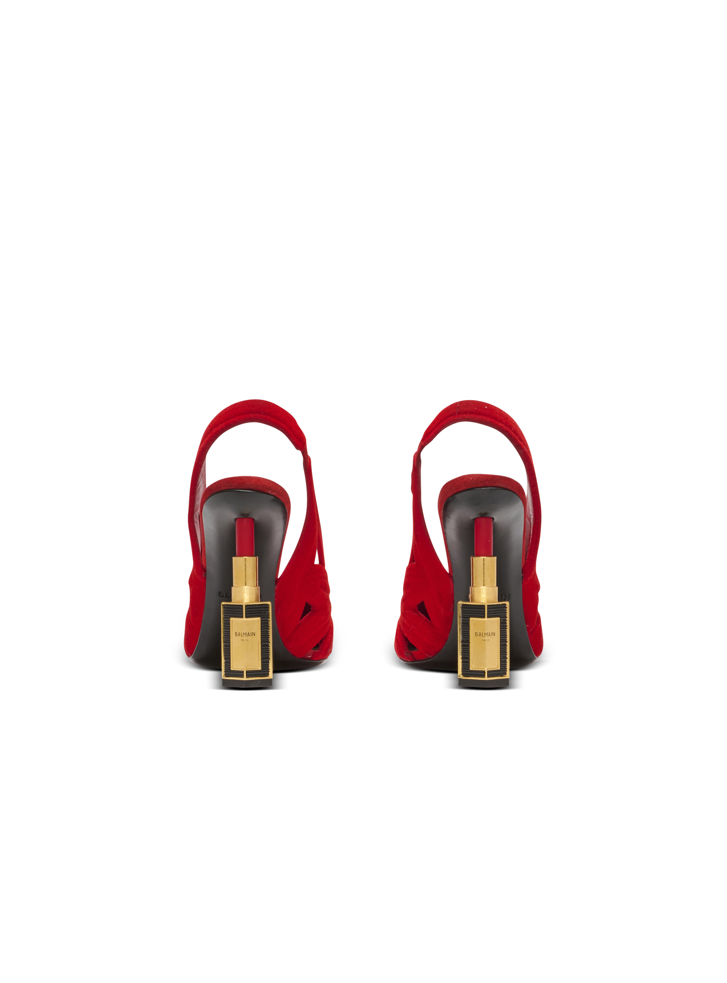 Lipstick pumps in suede leather and brass - 4