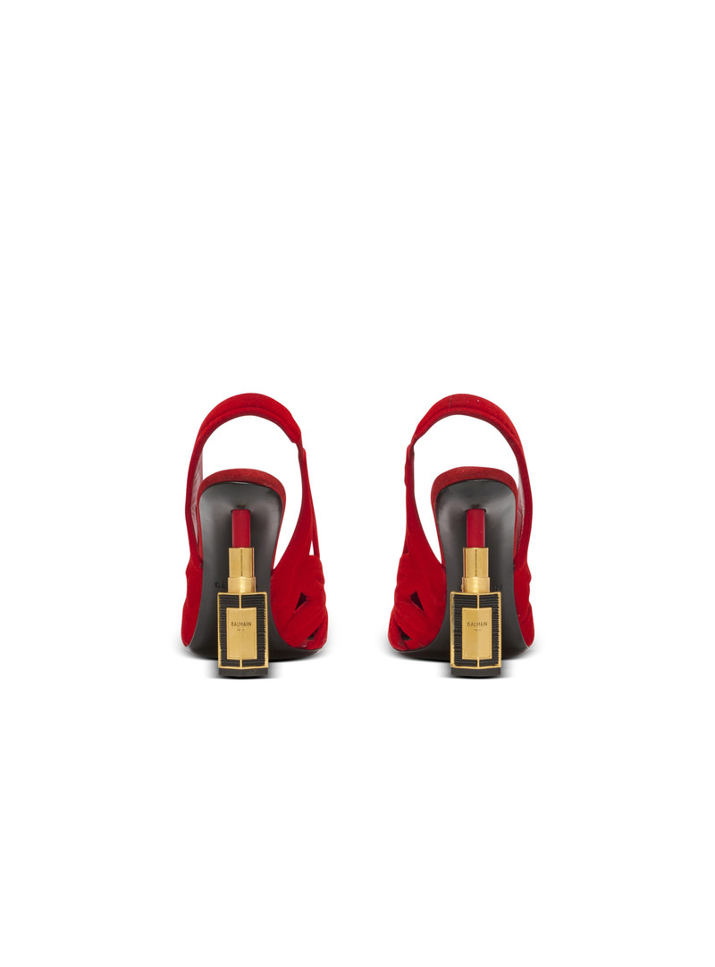 Lipstick pumps in suede leather and brass 4