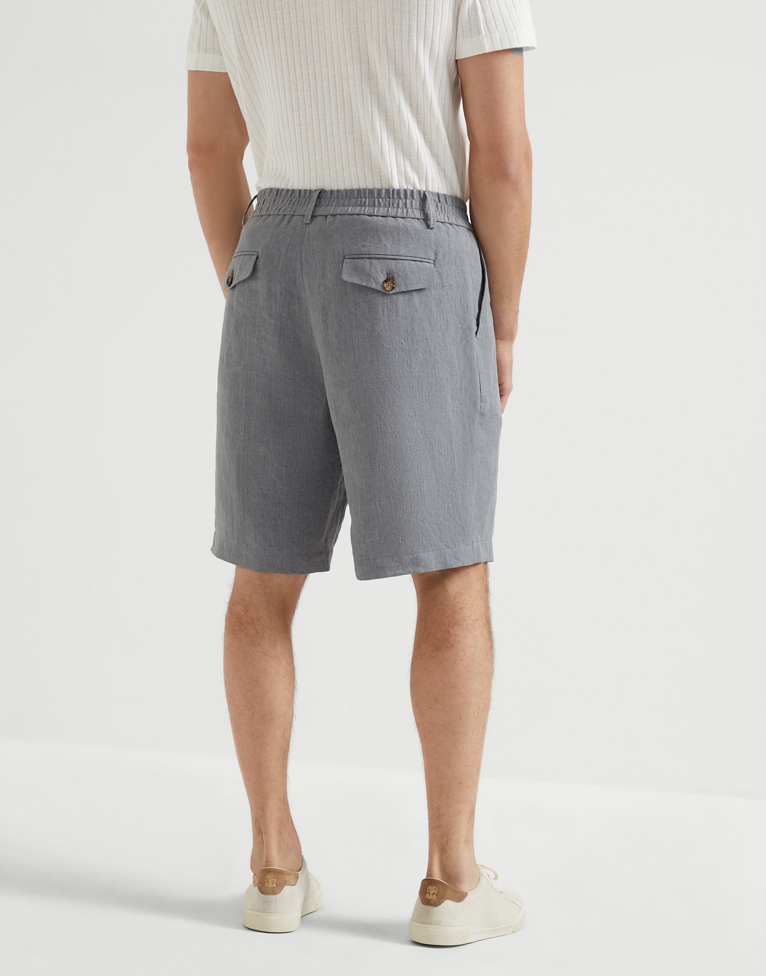 Lightweight linen Bermuda shorts with elasticated waistband - 2