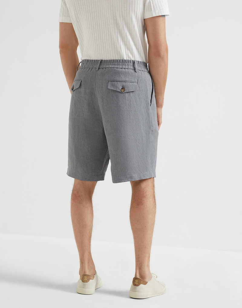 Brunello Cucinelli Lightweight linen Bermuda shorts with elasticated waistband outlook