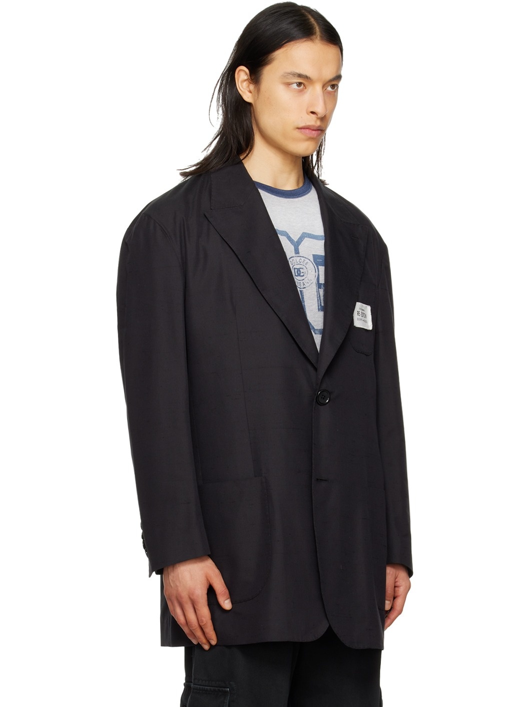 Black Deconstructed Blazer - 2