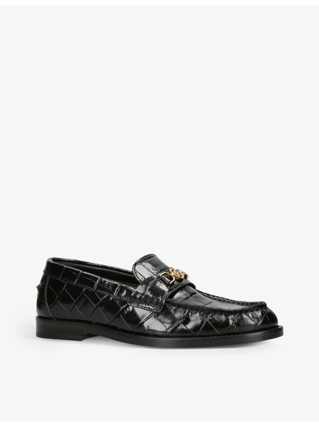 Medusa croc-embossed leather loafers - 3