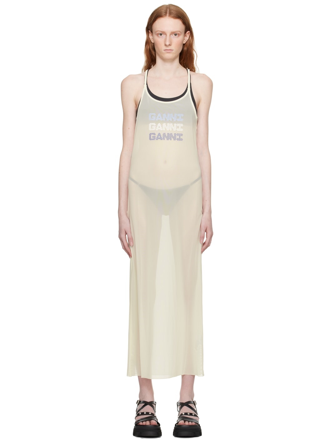 Off-White Semi-Sheer Maxi Dress - 1