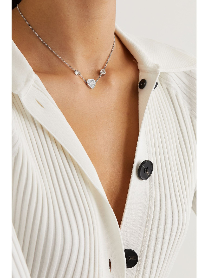 Chopard Happy Hearts 18-karat white gold diamond necklace Silver outlook