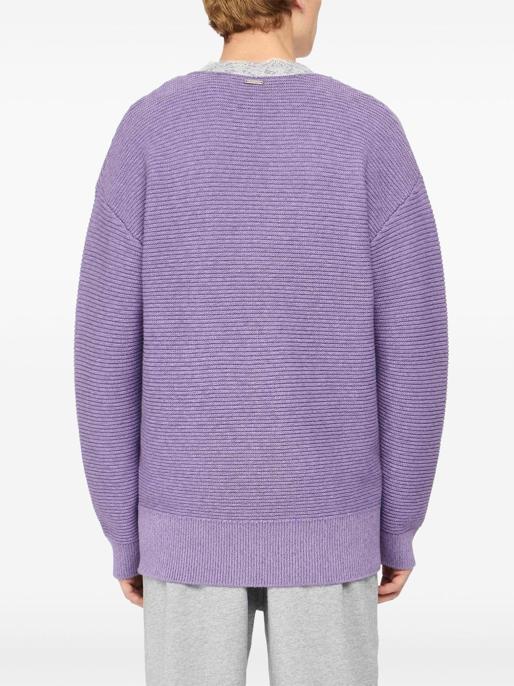 V-neck lace-trim sweater - 4