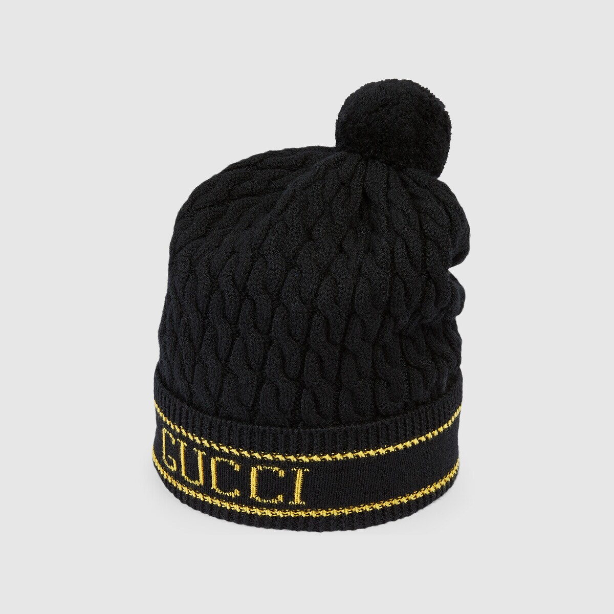 Wool knit hat with pom-pom - 1