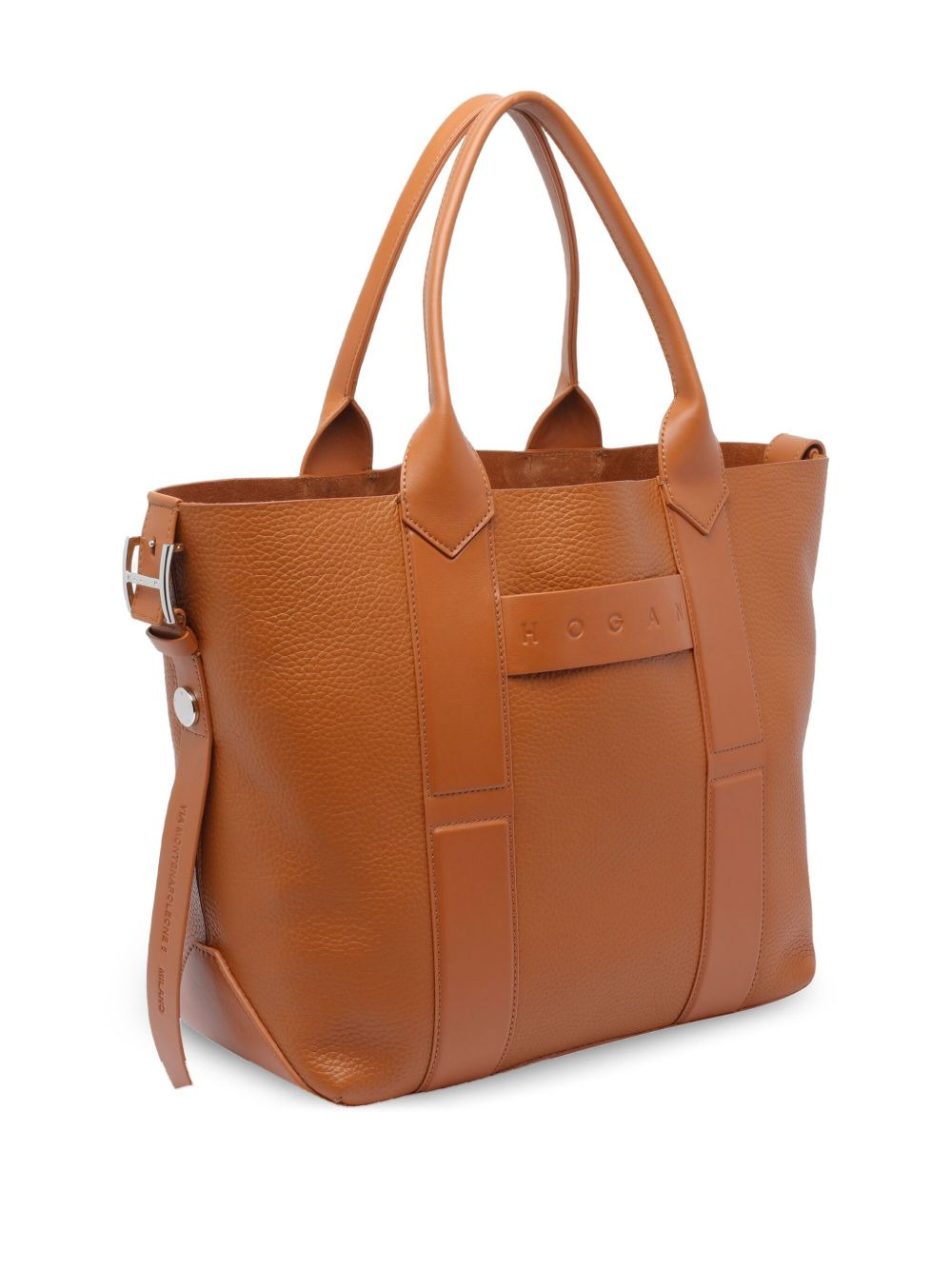 medium script-detail leather tote bag - 2