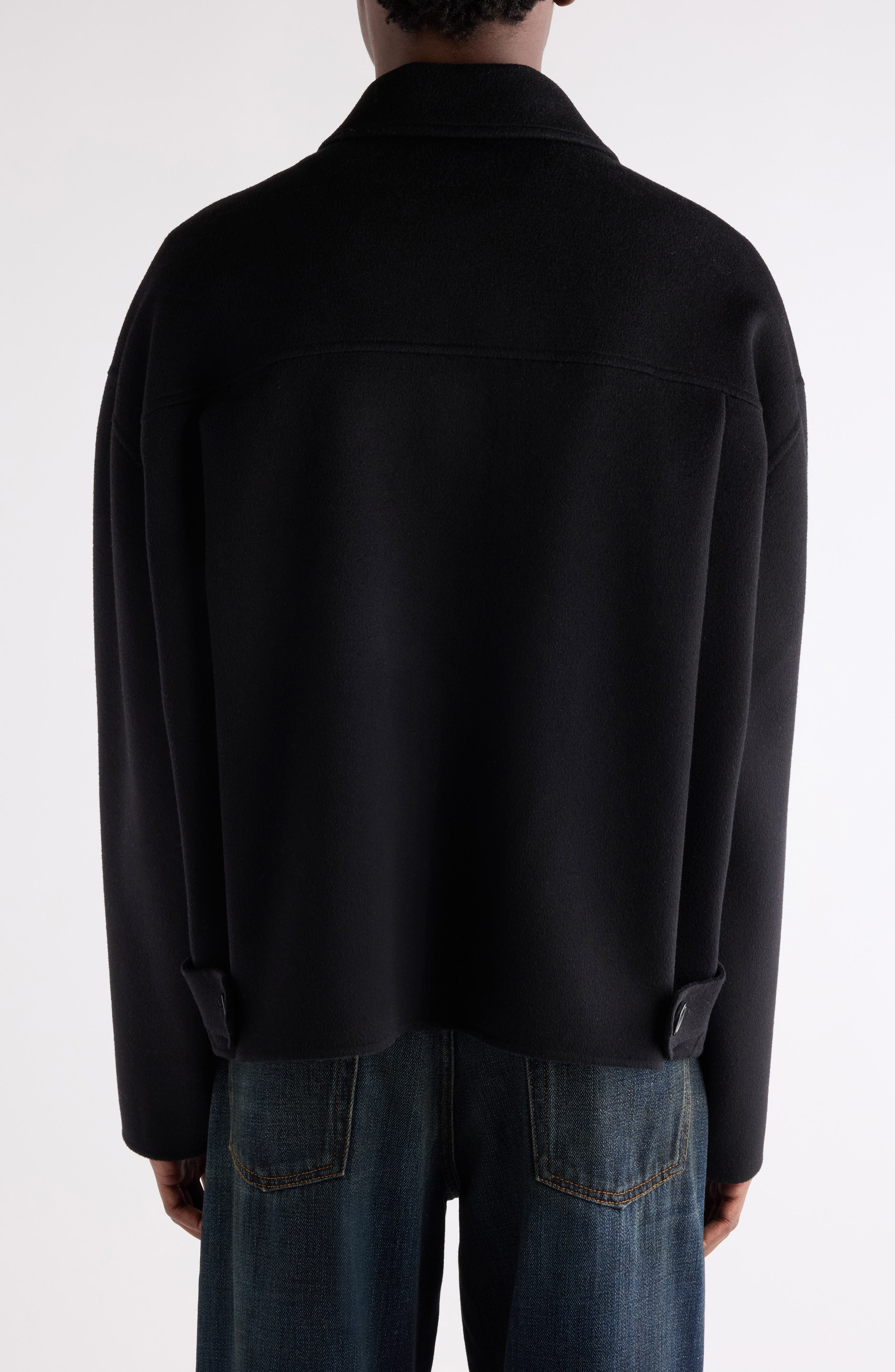 Acne Studios Doveo Double Face Wool Flannel Jacket in Black at Nordstrom - 3
